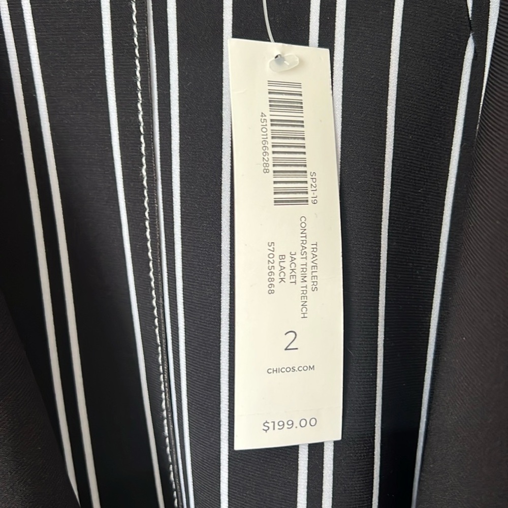 NEW Chico's Travelers Contrast Trim Trench Coat Black Sz 12
Sinky knit # - Picture 4 of 7
